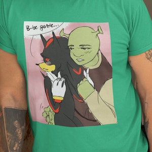 Shrek X Schatten / R34 Fanart Ogre gezielt Dank Meme Zitat Shirt aus Tasche Humor T-shirt verflucht Y2k Spruch Trendy Geschenk für Sie