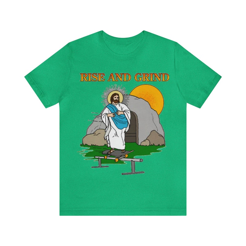 Rise and Grind / Dank meme quote shirt out of pocket humor T-shirt grappig gezegde Jezus Christus schaatsen edgy grap Y2k trendy cadeau voor haar afbeelding 5