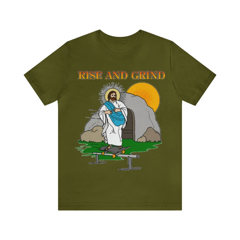Rise and Grind / Dank meme quote shirt out of pocket humor T-shirt grappig gezegde Jezus Christus schaatsen edgy grap Y2k trendy cadeau voor haar afbeelding 7