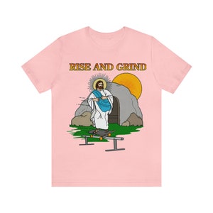 Rise and Grind / Dank meme quote shirt out of pocket humor T-shirt grappig gezegde Jezus Christus schaatsen edgy grap Y2k trendy cadeau voor haar afbeelding 9