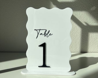 Table Number Sign | Personalized Signage | Custom Acrylic Table Sign | Wedding Table Top Signs | Luxury Wedding Sign | White Acrylic