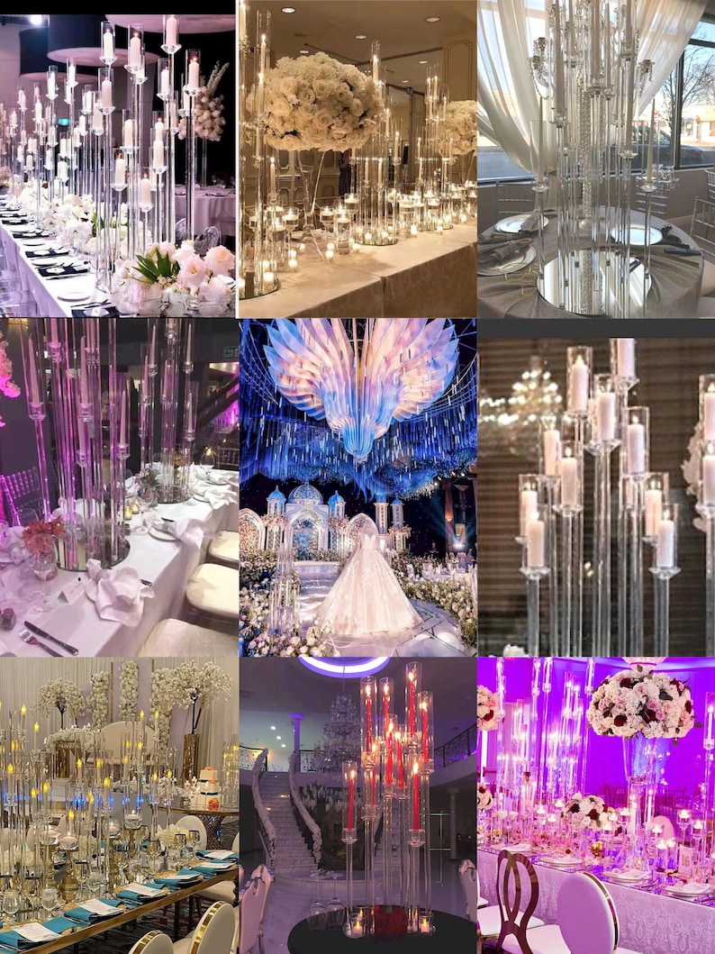 10 Arms 48 Inches Tall Crystal Glass Candelabra Wedding Centerpieces