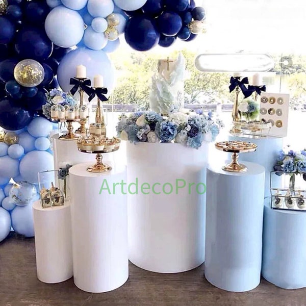 5 PCs Set Stable Durable Cylinder Pedestal Plinth Display Cake Stands | Wedding Decorations | Birthday Party Décor