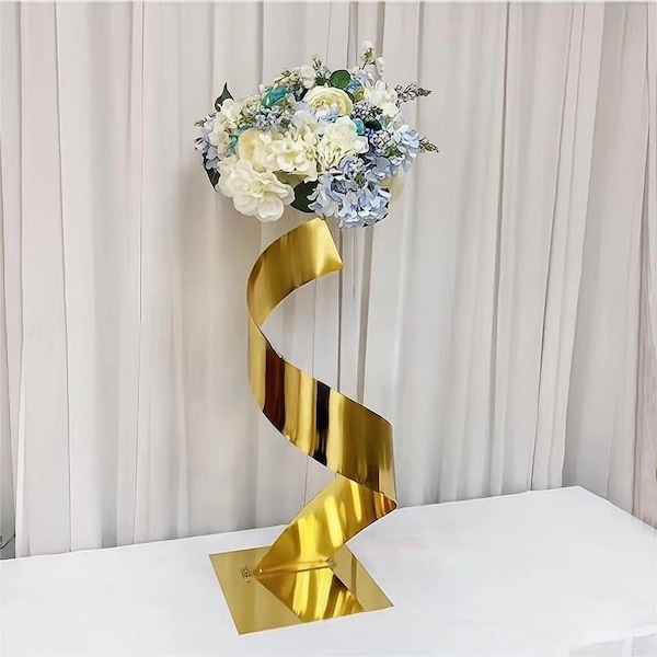 2 Pcs | 3 Pcs |32" Tall Spiral Table Floral Stand | Gold Wedding Vases Centerpieces Flower Stand for Wedding Party Decoration