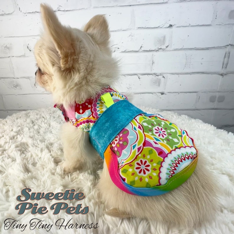 Tiny Tiny Dog Harness: Candied Snowflakes image 4