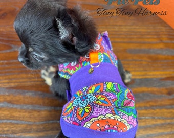 Tiny Tiny Dog Harness: Purple Party