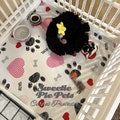 36" Pet Carpet Protector: Black Paws Red Hearts