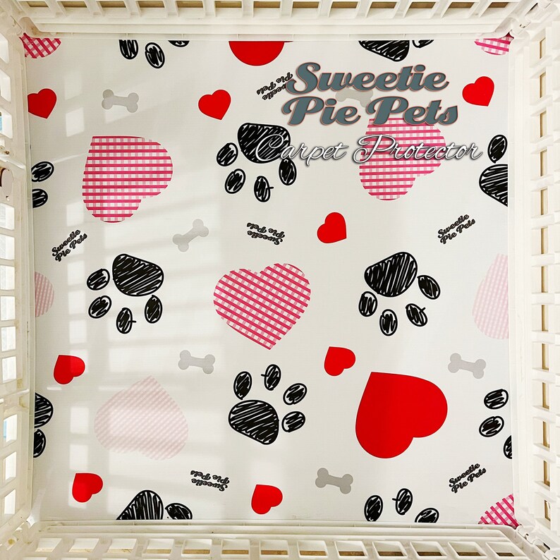 36 Pet Carpet Protector: Black Paws Red Hearts image 3