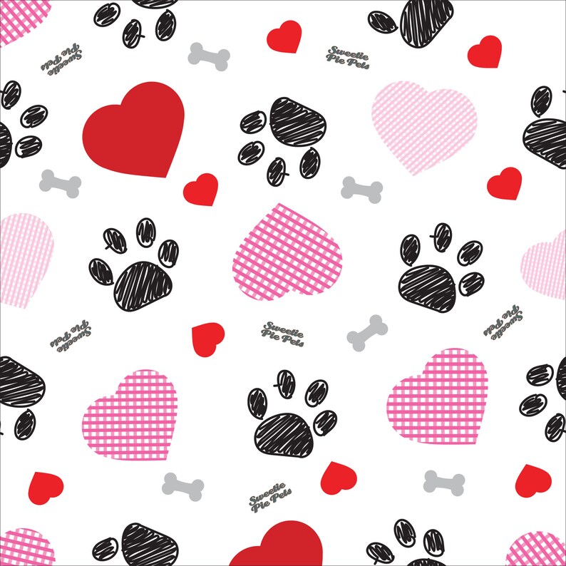 36 Pet Carpet Protector: Black Paws Red Hearts image 2