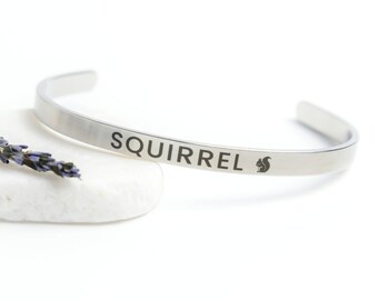 ADHD Squirrel Cuff Bracelet in Silver Rose Gold: ADHD Awareness Jewelry