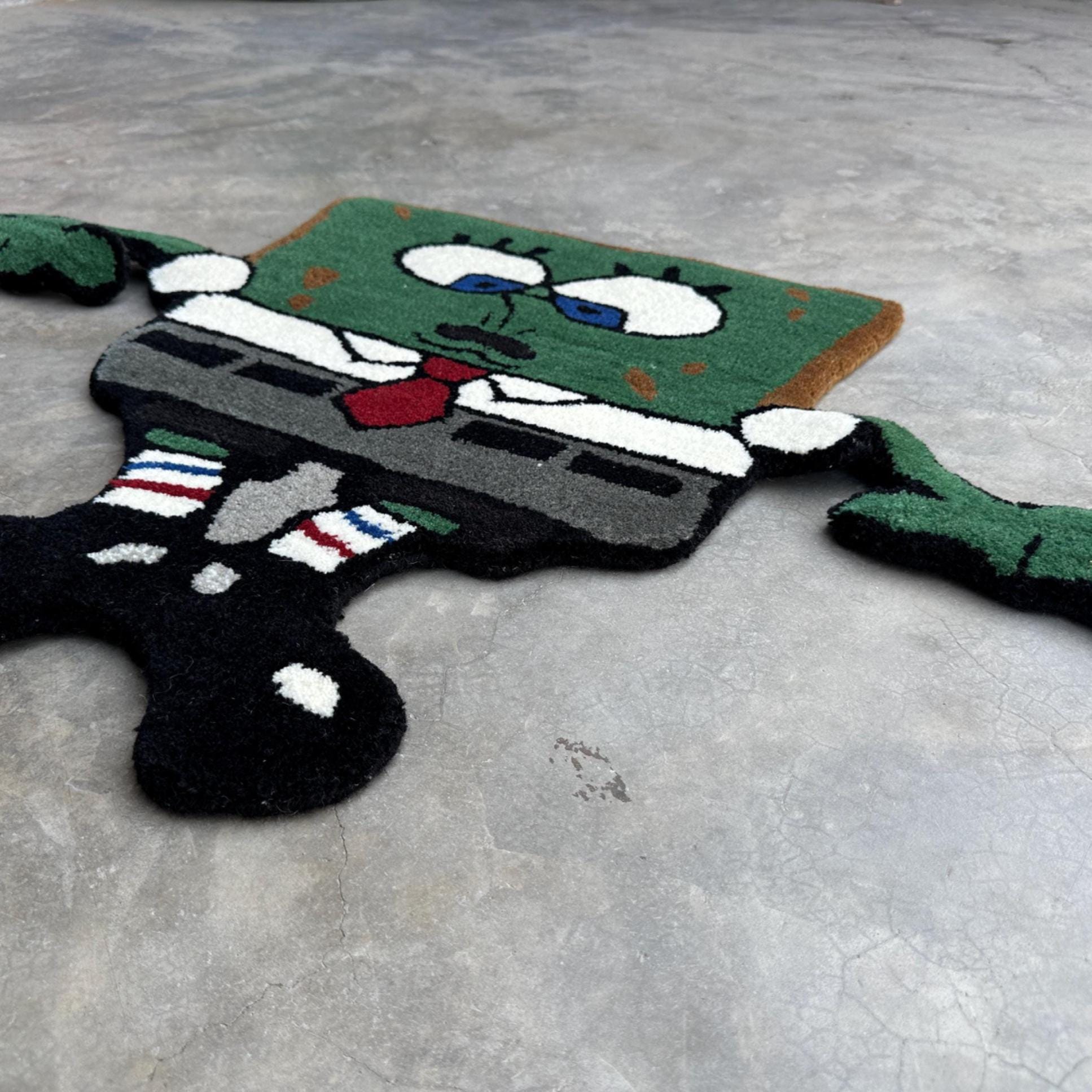 Spongebob Map Rug Hand-tufted Wool Spongebob Rug β Fun Cartoon Kids Playmat - Etsy