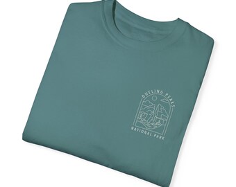 Dueling Peaks National Park Comfort Colors Garment-Dyed Chest Emblem T-shirt