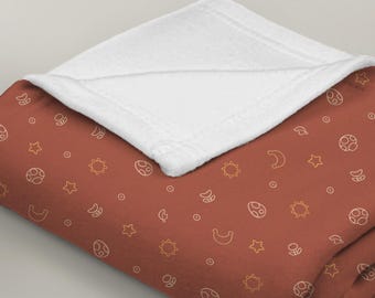 Stars and Mushrooms Soft Fleece Baby Blanket