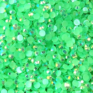 Bright Green AB Jelly Non-Hot Fix Resin Rhinestones, Round Flatback 2mm 3mm 4mm 5mm, Embellishments, Bling Tumbler Crafts, Pens & Nail Art