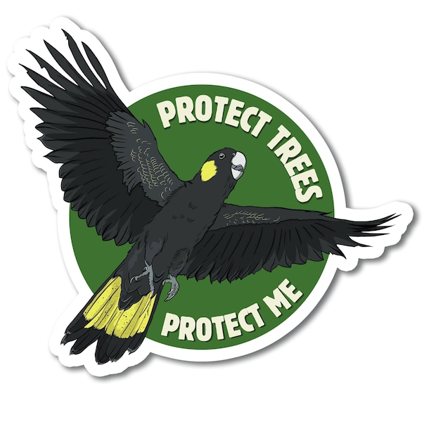 Yellow-tailed Black Cockatoo Die-cut Sticker | Australian Bird Vinyl Decal