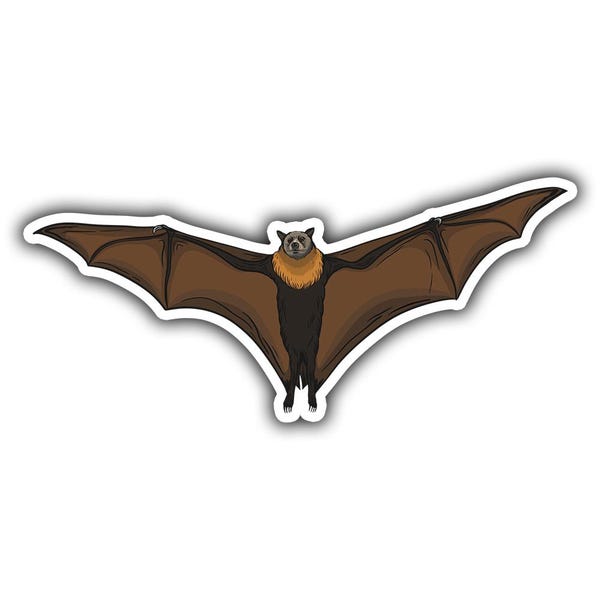 Grey-Headed Flying Fox Vinyl die-cut Sticker, Waterproof Bat Decal