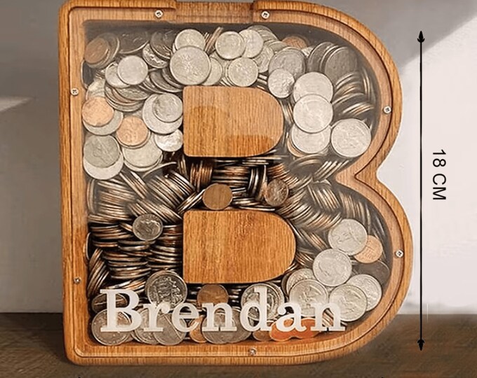 Personalised Wooden Money Box 3D Layered Initial Etsy