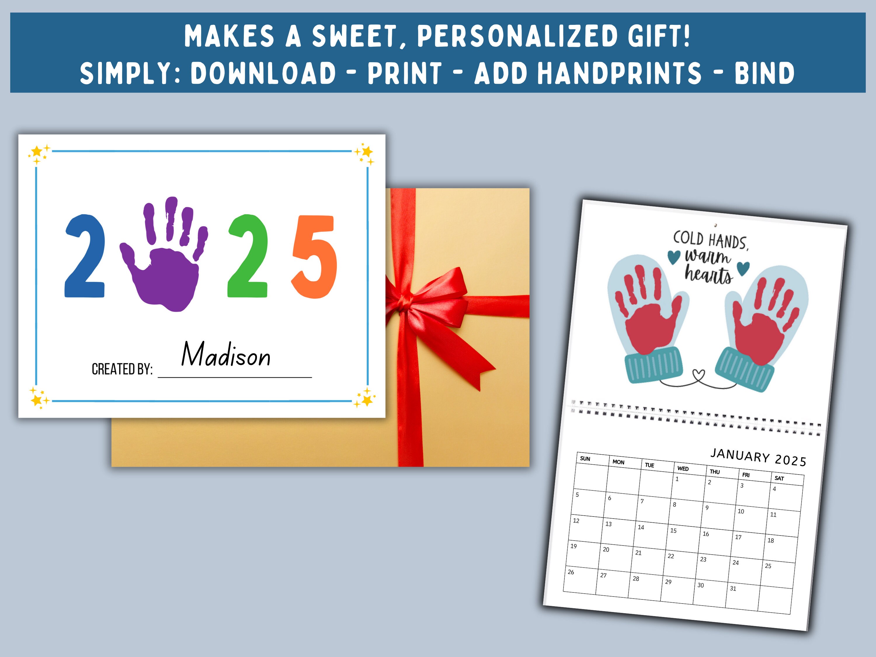 2025 Handprint Calendar Printable Handprint Craft Handprint Keepsake