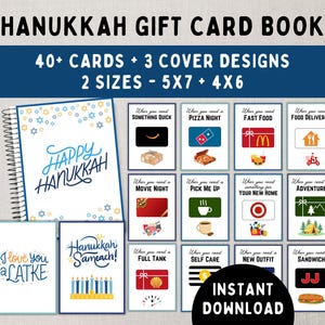 Chanoeka-cadeaukaartboek - afdrukbare Chanoeka-cadeaukaarthouder voor studenten, tieners en volwassenen - direct downloaden