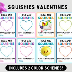 Cartões de Dia dos Namorados de Brinquedos Squishy - Cartões de Dia dos Namorados Mochi Squishies para Imprimir para Trocas de Sala de Aula e Amigos - Download Instantâneo DIY
