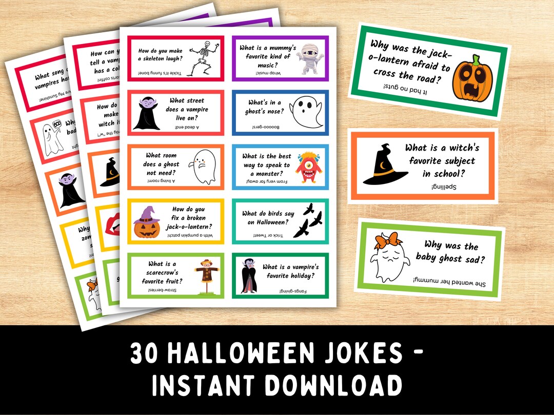 30 Halloween Jokes for Kids Printable Lunchbox Jokes Printable ...