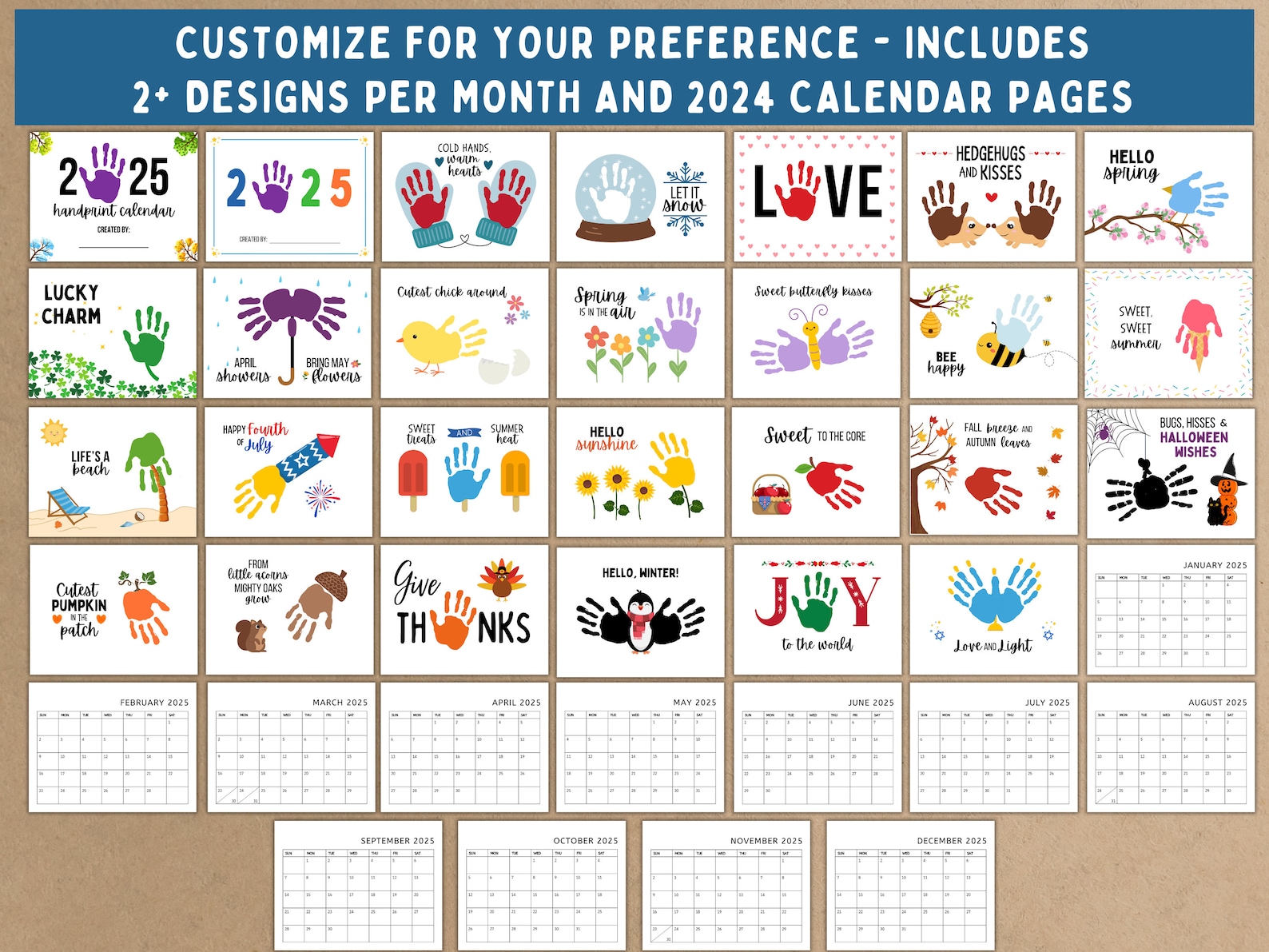 2025 Handprint Calendar Printable Handprint Craft Handprint Keepsake