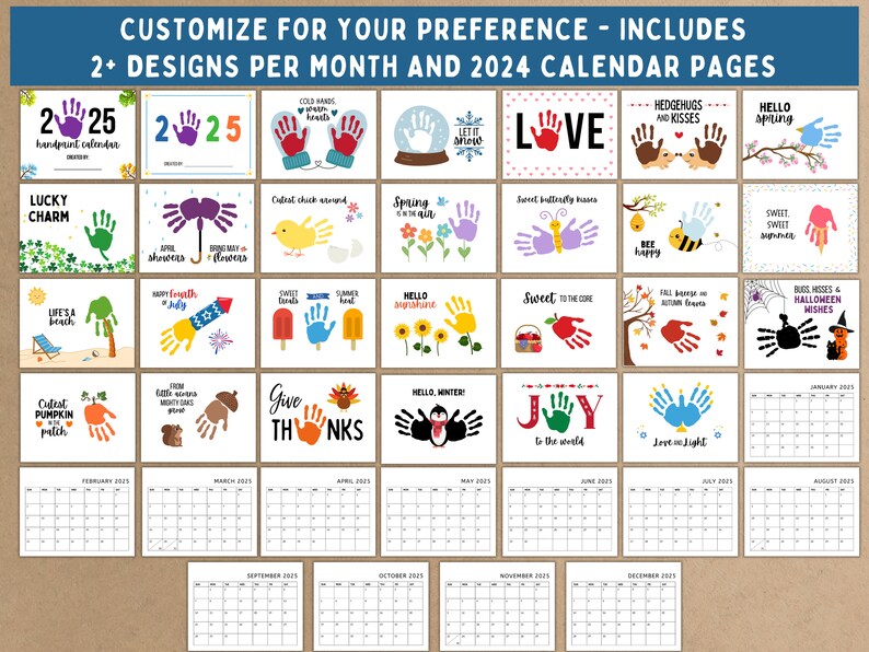 2025 Handprint Calendar Printable Handprint Craft Handprint Keepsake