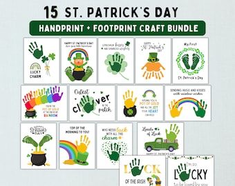 St. Patrick's Day Handprint and Footprint Craft Bundle -- Printable DIY Art Activities for Kids, Toddlers & Babies -- Instant Download