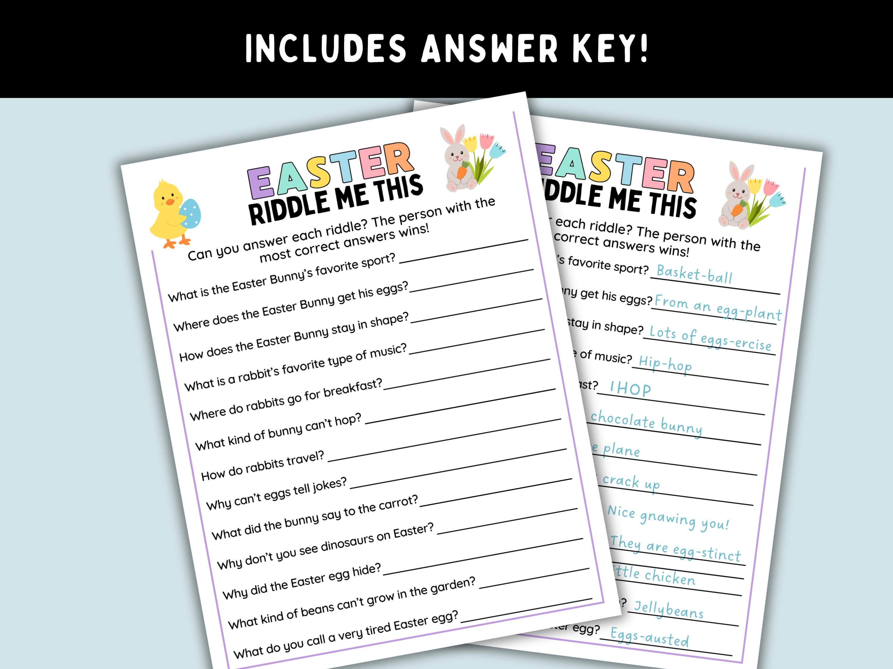 Easter Day Riddles Easter Riddle Game -- Printable Easter Party Game -- Easter Activities ...