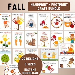 Pacchetto di lavoretti autunnali con impronte di mani e piedi - Attività fai da te autunnali stampabili - Arte con impronte di mani e piedi, per bambini piccoli