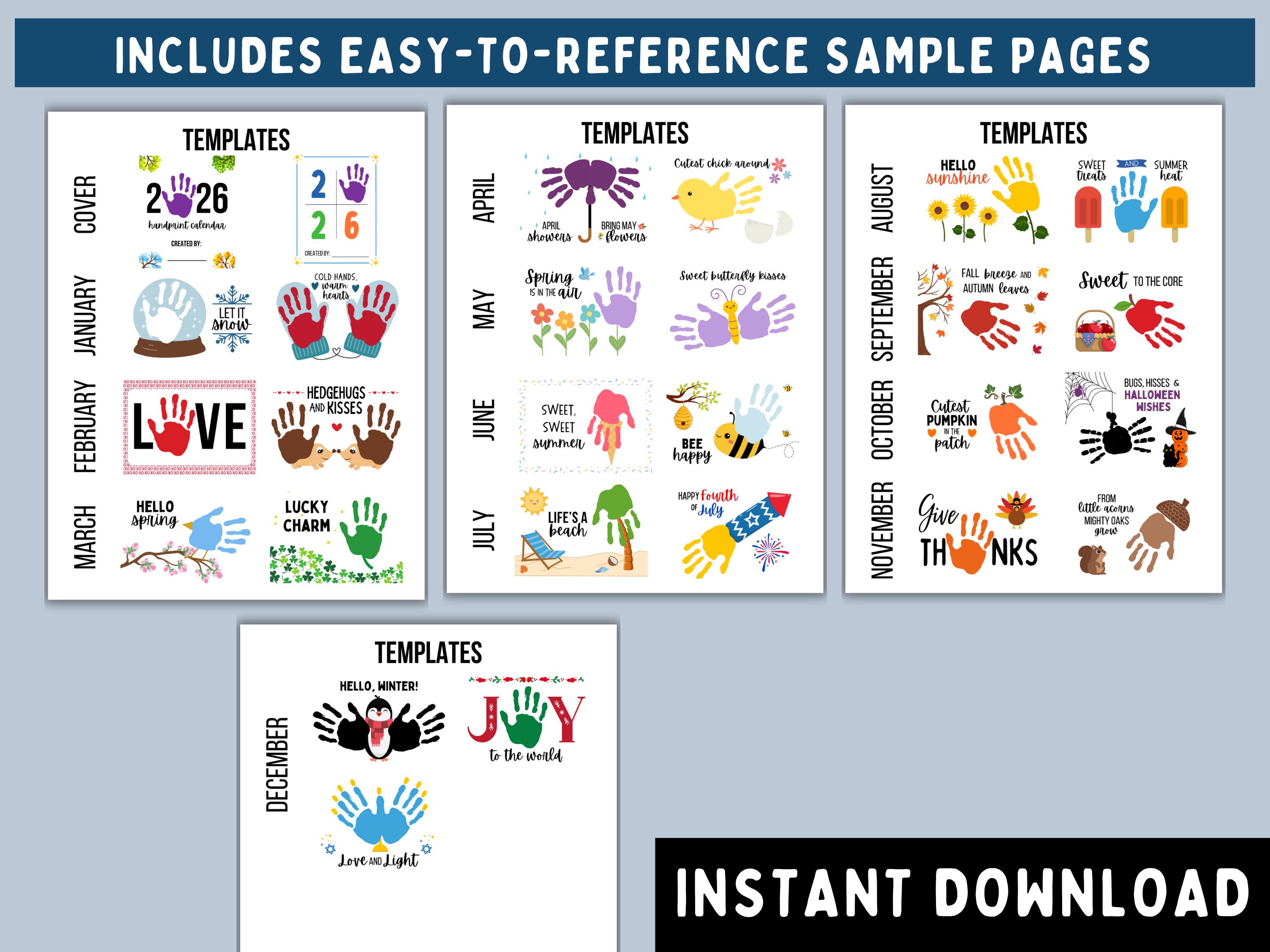2026 Handprint Calendar - Printable Keepsake Craft for Kids, Toddlers ...