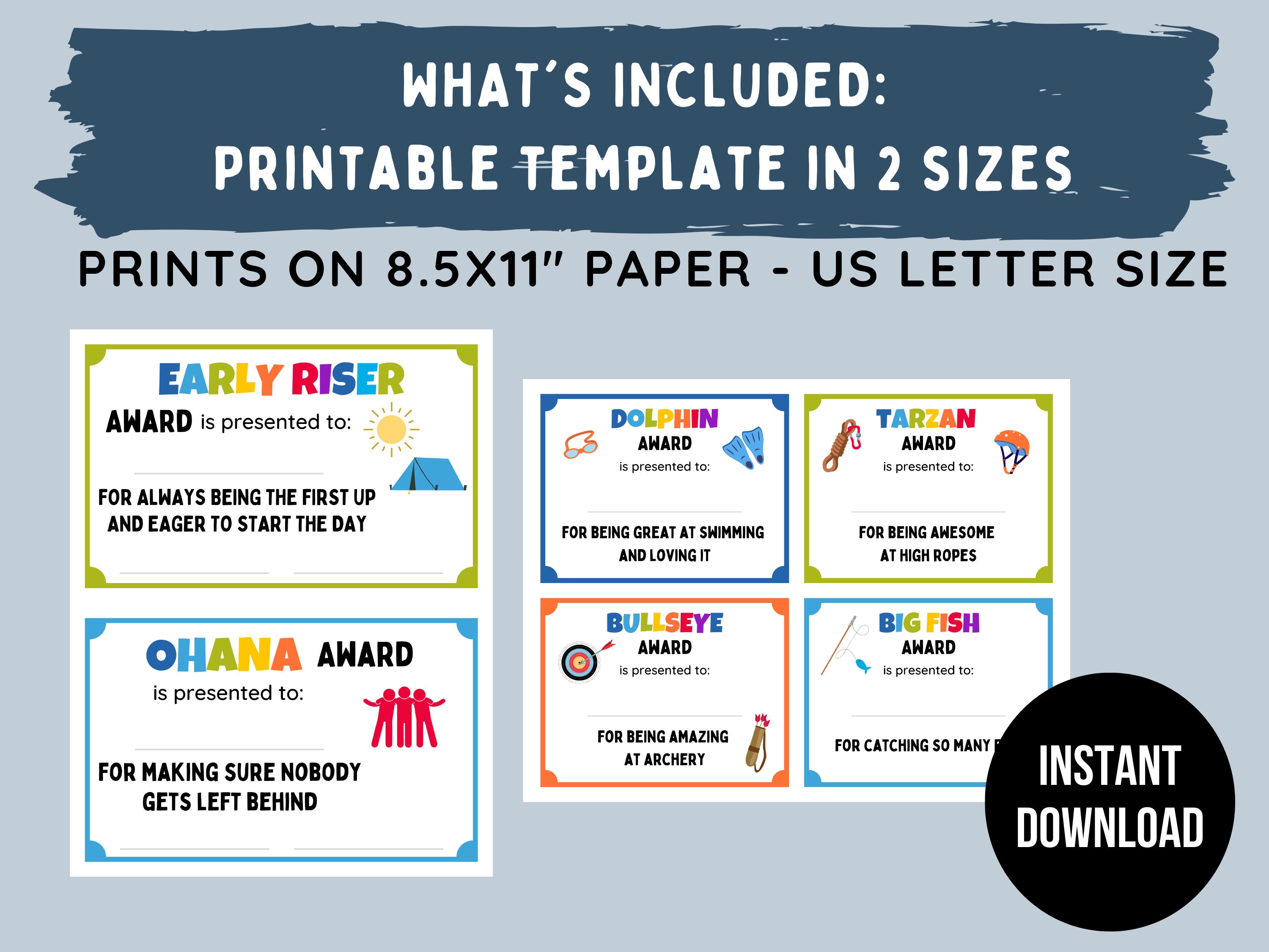 Summer Camp Awards Camper Award Certificates Boys & Girls Camp Awards