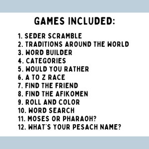 12 Passover Games and Activities -- Printable Entertainment for Pesach Seder -- Instant Download image 5