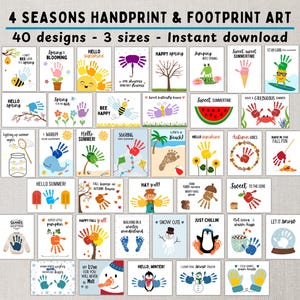 40 Seasonal Handprint & Footprint Craft Bundle -- Printable DIY Activities for Kids, Toddlers and Babies -- Instant Download