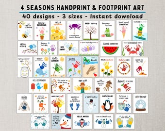 40 Seasonal Handprint & Footprint Craft Bundle -- Printable DIY Activities for Kids, Toddlers and Babies -- Instant Download