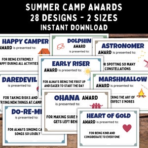 Camp Awards for Boys & Girls - Printable Certificates for Day Camp, Sleepaway Camp, Scouts, or other Camping  Fun - Instant Download