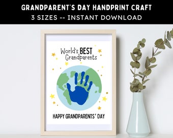 Grandparents' Day Handprint Craft -- World's Best Grandparents -- Printable DIY Art Activity for Kids, Toddlers & Babies -- Instant Download