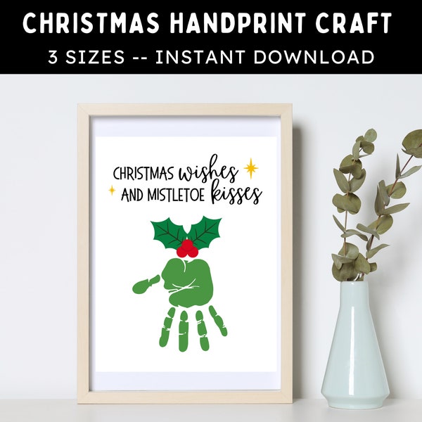 Mistletoe Handprint Craft -- Printable DIY Christmas Handprint Activity -- Christmas Handprint Art, Baby Toddler Kids