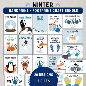 Winter Handprint and Footprint Craft Bundle -- Printable DIY Winter Craft Activities for Kids, Toddlers and Babies -- Instant Download