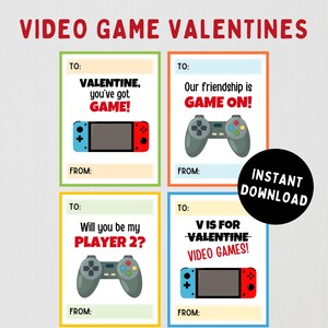 Videospiel Klassenzimmer Valentinstag Karten - Printable Schule und Gastgeschenke für Gamer & Kinder - Instant Download
