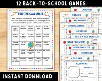12 Terug naar school-spellen -- Afdrukbare klasspellen -- IJsbrekers voor de klas -- Schoolspellenbundel
