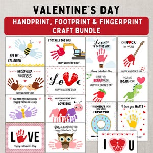 Valentinstag Handabdruck & Fußabdruck Handwerk Bundle - Druckbare DIY Kunst Aktivitäten für Kinder, Kleinkinder und Babys - Sofort Download