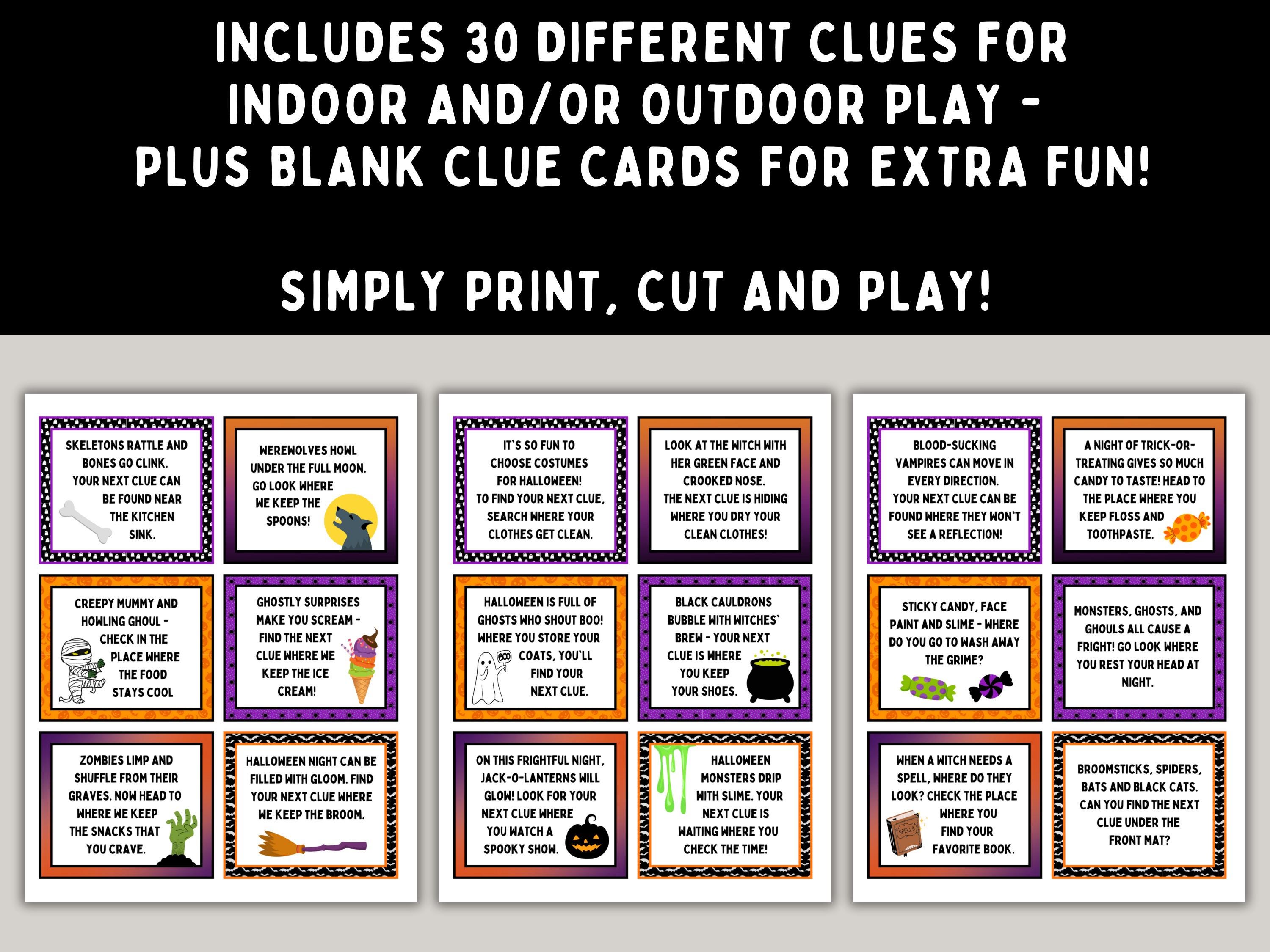 Halloween Treasure Hunt -- Printable Clues for Scavenger Activity for ...