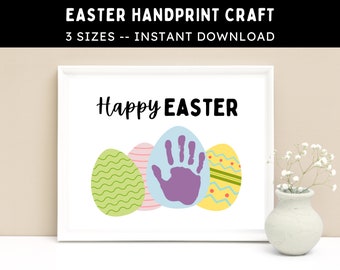 Easter Egg Handprint Craft -- Printable DIY Easter Handprint Activity -- Handprint Art, Baby Toddler Kids