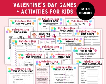 Valentine's Day Kids Games -- Printable Valentines Party Games -- Valentine's Day Activities for Kids