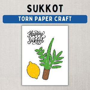 Lavoretti di carta da ritagliare e incollare per Sukkot - Attività artistiche con carta strappata stampabili per bambini e neonati - Attività fai da te con colla per carta - Download immediato