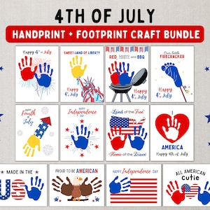 4th of July Handprint and Footprint Craft Bundle -- Printable DIY Summer Art Activities for Babies, Toddlers & Kids -- Instant Download