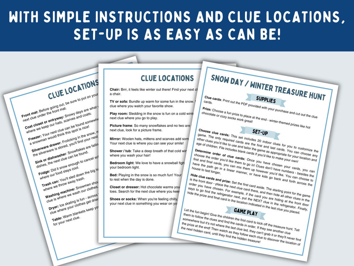 Winter / Snow Day Treasure Hunt -- Scavenger Hunt for Kids & Family ...