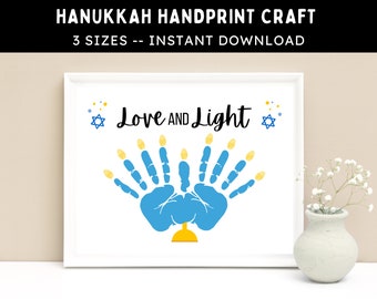 Menorah Handprint Craft -- Printable Hanukkah Handprint Activity -- DIY Chanukah Art Project for Kids, Toddlers & Babies
