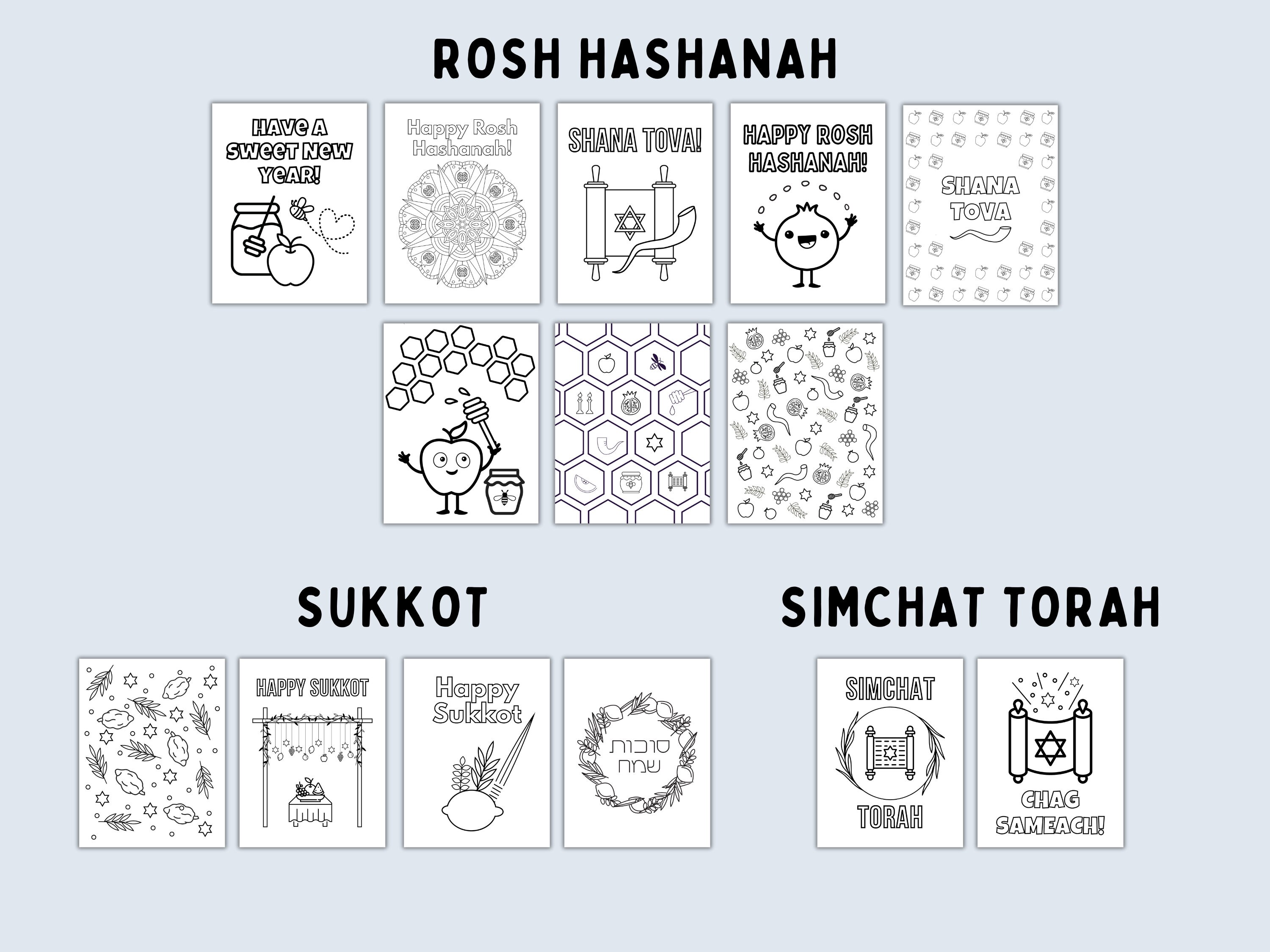 50+ Jewish Holiday Coloring Pages -- Printable Craft Activities for ...
